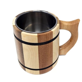 Дървена халба с метална облицовка 250мл.