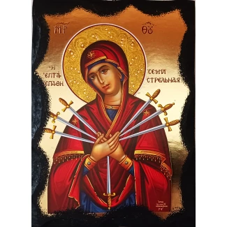 Икона "Света Богородица, Седемстрелна" 21см./15см.- принт върху дърво Икона "Света Богородица, Седемстрелна" 21см./15см.- принт върху дърво