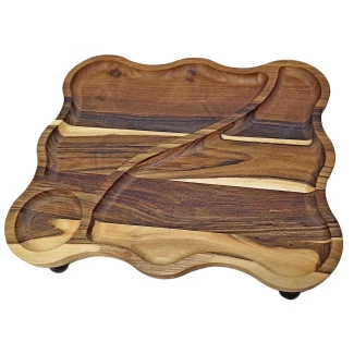 Плато за поднасяне от орех- квадратно