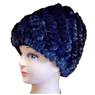 Дамска шапка- чинчила, черна