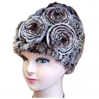 Дамска шапка- чинчила "роза" Дамска шапка- чинчила "роза"